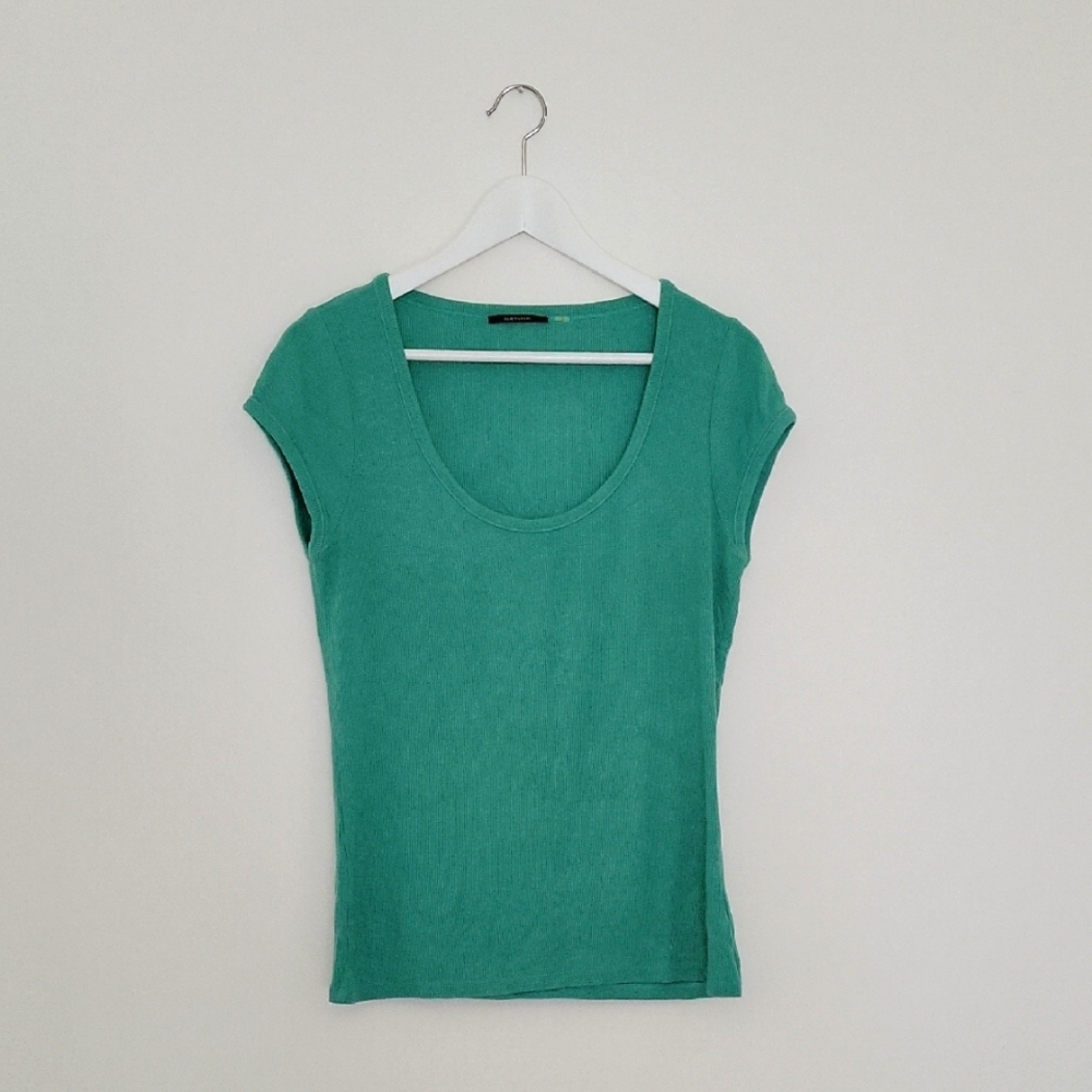 Elie Tahari | Teal Green Cap Sleeve Top | Size Medium